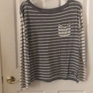 Gray and white striped long sleeve
